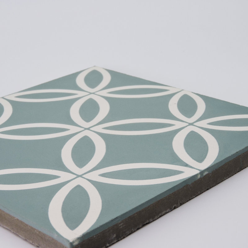 Amlo 8" x 8" Cement Patterned Wall & Floor Tile, Green/White