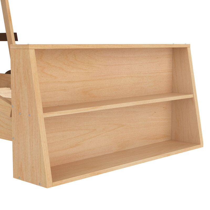 Lit voiture simple avec tablettes de rangement, lit plateforme pour enfants avec une jolie forme de voiture, design enfantin, naturel