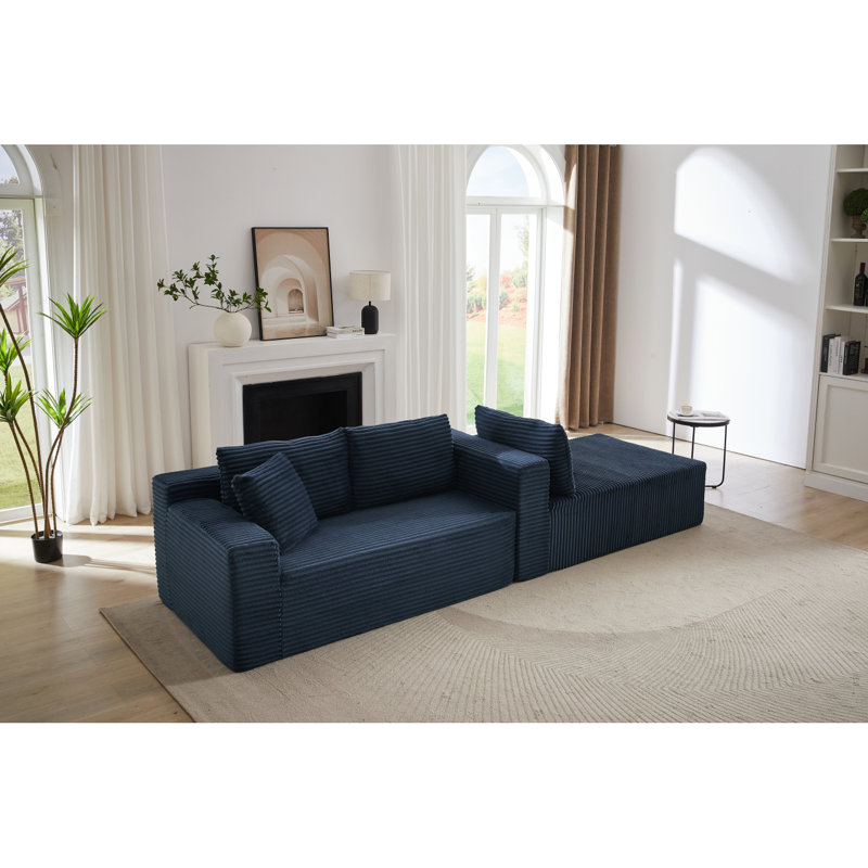 BLANCHE WHITE RIGHT ARM FACING SECTIONAL, Blue Faux Leather