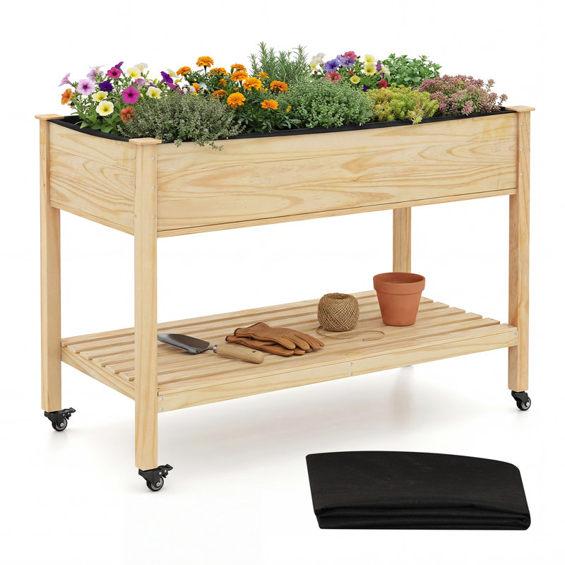 Pot à fleurs surélevé en bois de pin H 33 po x l 47 po Boruch