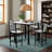 5-piece Square Dining Table Set, Mid-century Modern Kitchen Table Furniture For Dining Room, Dinette, Compact Space-saving With Particle Board Tabletop, 4 Velvet Upholstered Chairs, Metal Frame-1511788665