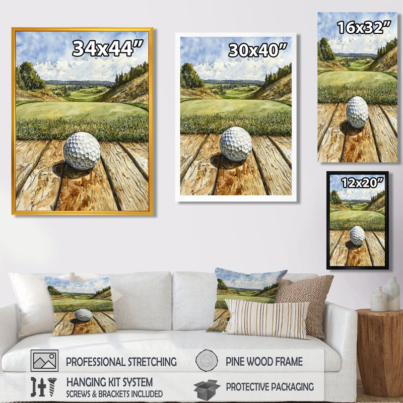 «Abstract Golf Ball Swing Of Perfection II», reproduction sur toile de golf, H 44 po x l 34 po, Impression encadrée flottante