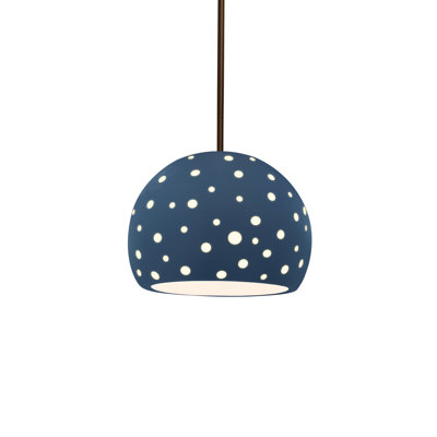 Perforated Globe 1-Light Pendant - Midnight Sky - Dark Bronze - 7"W x 6"H - Replaceable Bulb - Rigid Stem