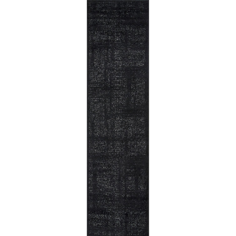 Tapis de couloir à motif de médaillon pour le salon, la chambre à coucher, la salle à manger, le vestibule, le couloir ou la cuisine Adetoun, noir / gris
