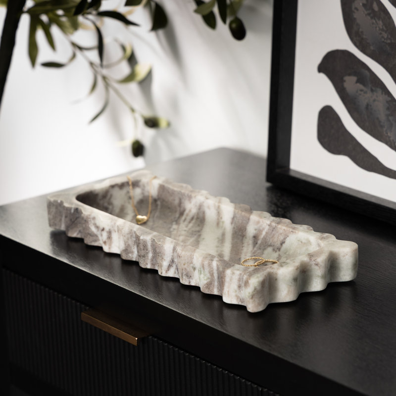 Plateau de salon Cole and Marble, Gris, L 12 po x P 5 po x H 1,25 po, Rectangulaire