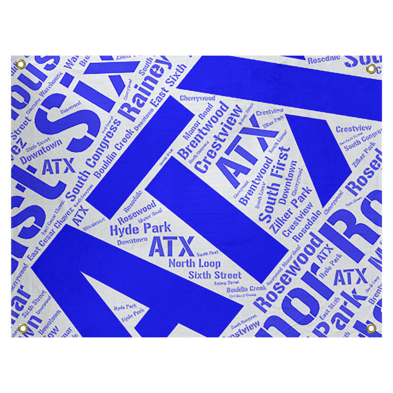Tapisserie de polyester districts, art word, H 59 po x l 80 po, Bleu, Austin