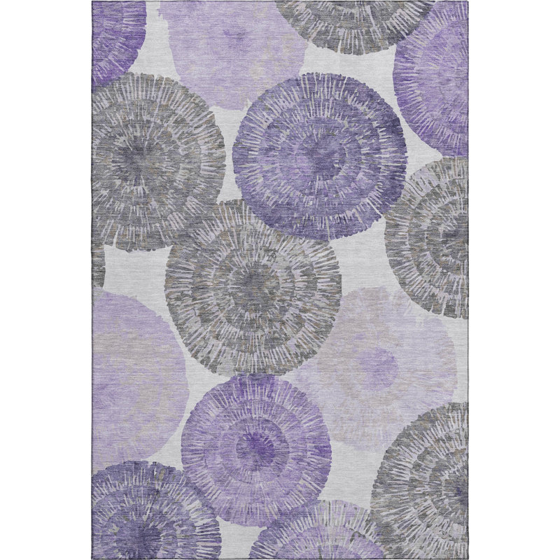 Premium Machine Washable Mayfield AMF2351 Abstract Rug, 8' x 10', Plum