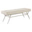 Banc moderne rembourré beige avec capitonnage à boutons, pieds en fer de couleur champagne, siège confortable pour banc contemporain et siège rembourré en mousse texturée, finition champagne, charge de 300 lb