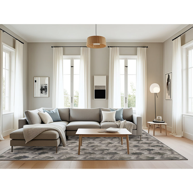 Tapis gris Power Loom, Rectangle 8 pi x 10 pi