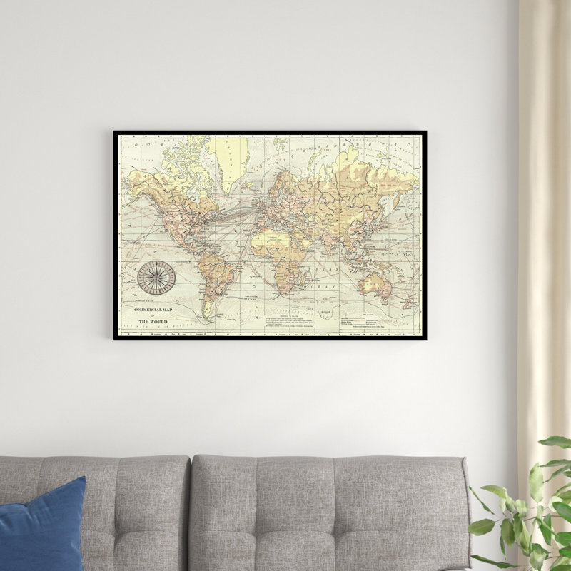 Carte du monde imprimée II, H 24 po x l 36 po x P 1,25 po