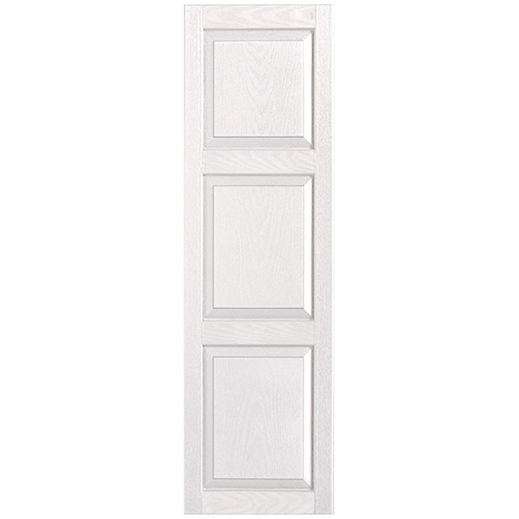 Custom Three Panel Cottage-Style Raised Panel Vinyl Shutters Pair