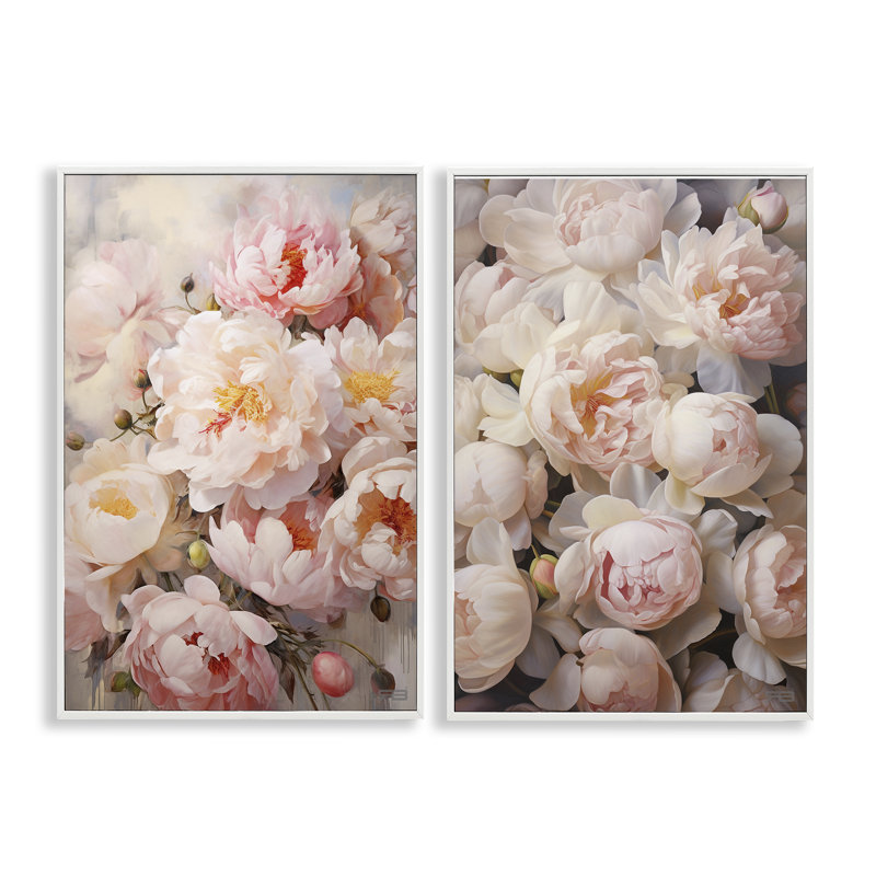Ensemble de 2 giclées roses tendres par Roozbeh Bahramali, Giclée encadrée blanc bord de mer, H 30 po x l 20 po