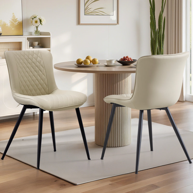 Chaise rembourrée en similicuir, Beige