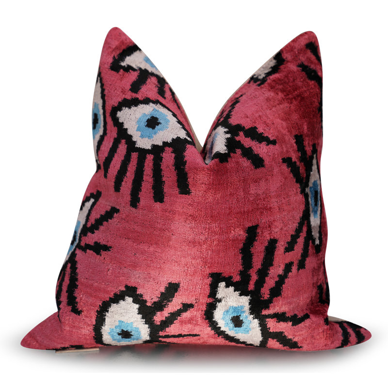 Housse et insert de coussin carré en soie / velours, Rouge