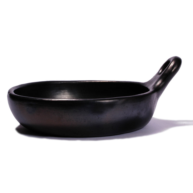 Small Black Clay Chamba Saute Pan, 32 Ounces