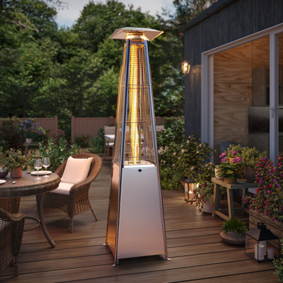 Chauffe-terrasse d'extérieur au propane 48 000 BTU avec roulettes et conception anti-basculement