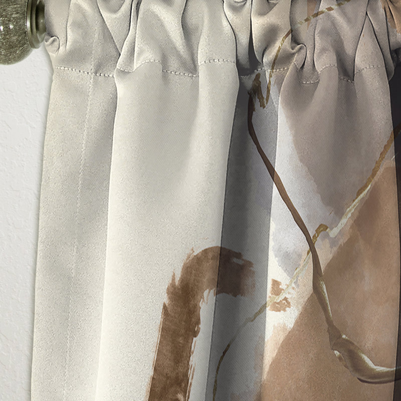 Gold Glam Squares III - Linen Curtain, 52" W x 120" L