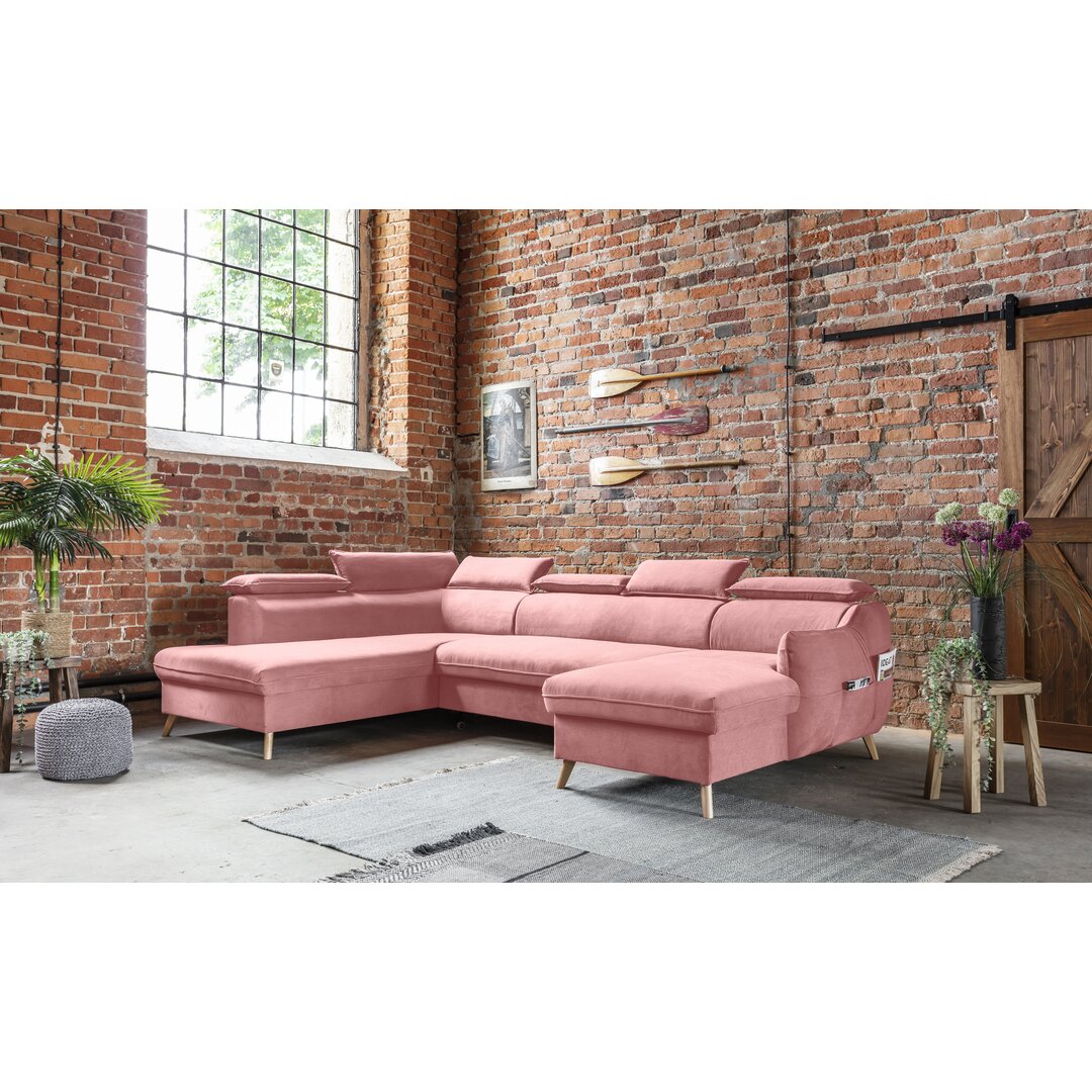 Ecksofa Henry aus Samt mit Bettfunktion