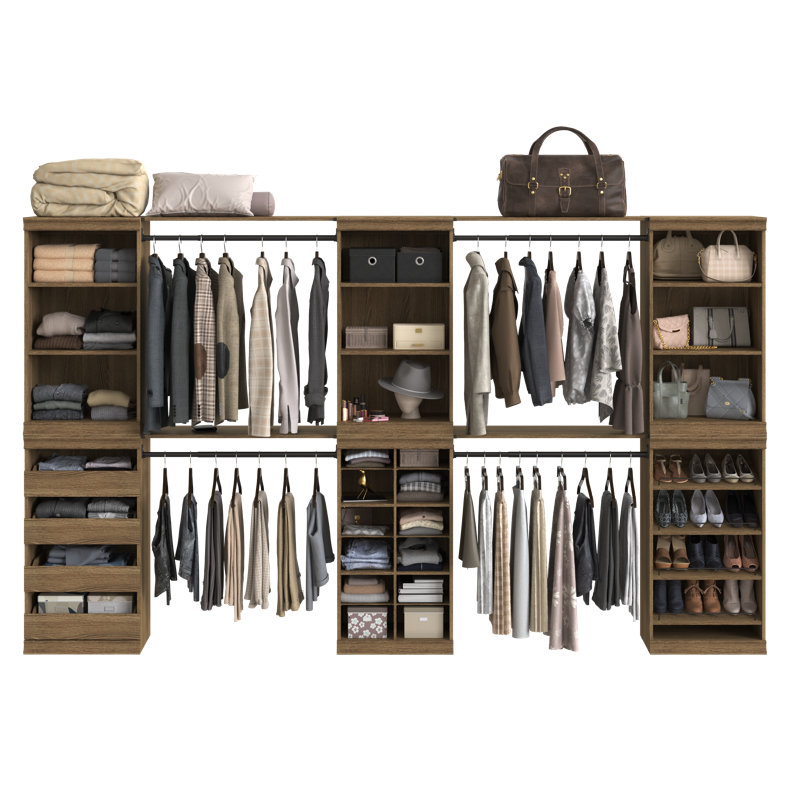 Modular Storage Large Reach In Closet System, Brown