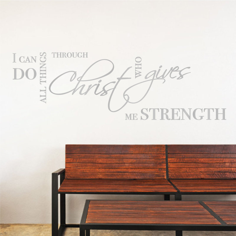 Décalcomanie murale "i can do all things" biblique quot, H 9 po x l 36 po x P 0,01 po, Argent