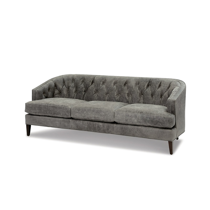 Bardot Leather Sofa, Ebony, Capri Denim