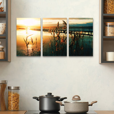 3 Panel Wall Art Set - Beata Czyzowska Young 'Wish You Were Here' Canvas Wall Art for Living Room, Bedroom, or Office Decor by 