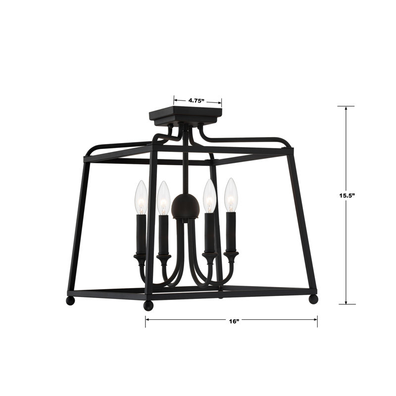 Libby Langdon For Crystorama  4 Light Black Forged Ceiling Mount
