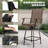 Patio PVC-coated polyester Bar Set of 5, Height Back Bar Stools and Faux Wood Tabletop