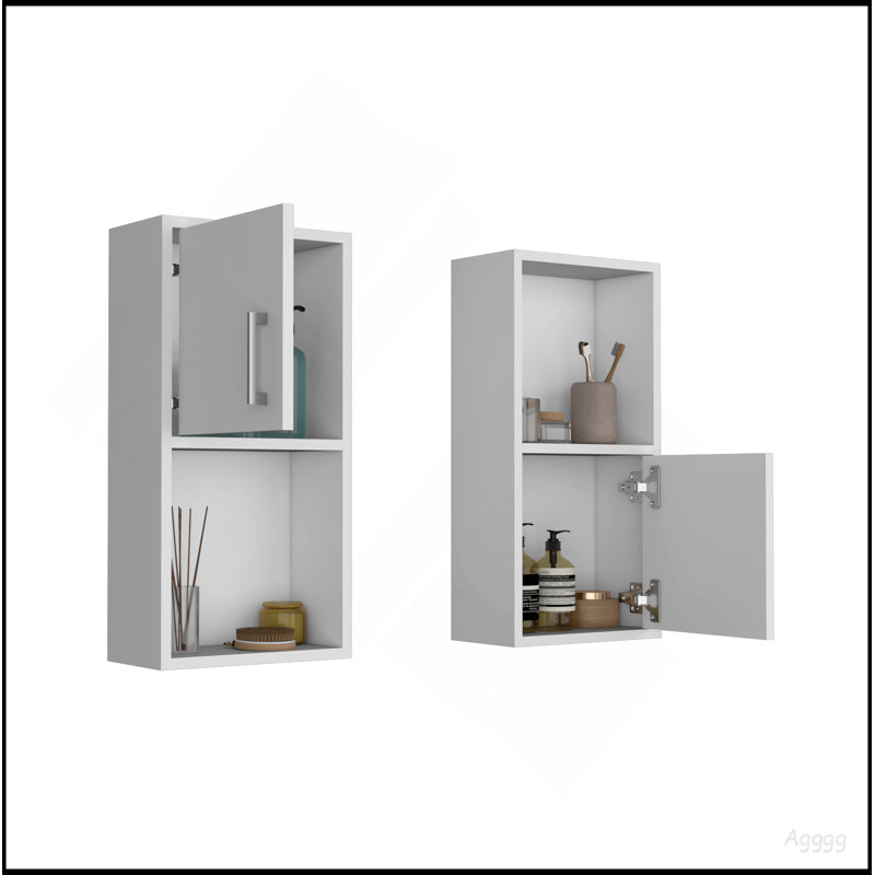 Armoire à pharmacie murale avec rangement ouvert et fermé 2 pièces Oba, White