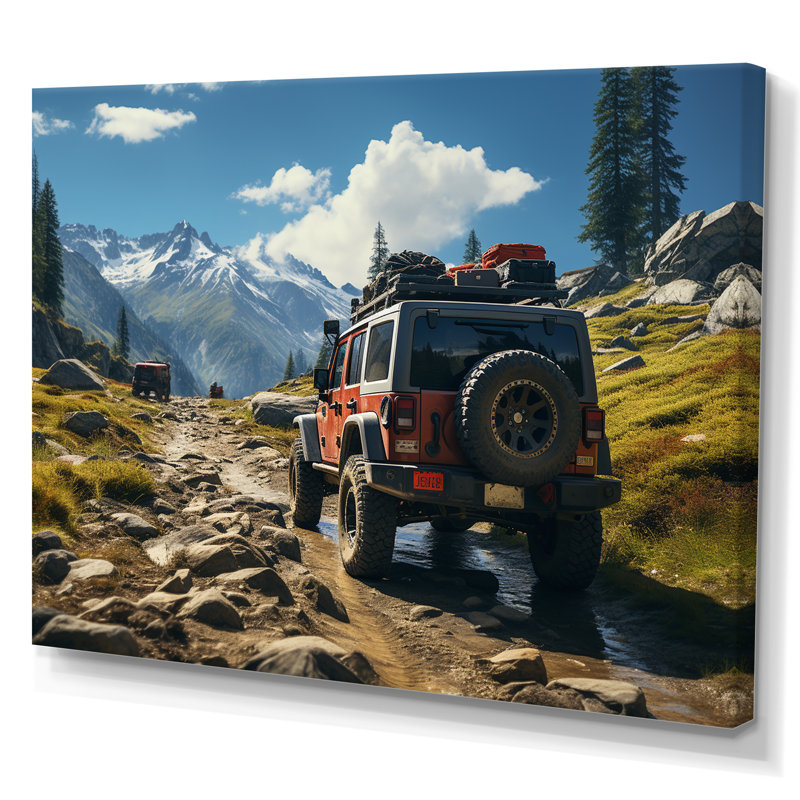 Jeep rouge au parc national de Yosemite, Toile tendue, H 30 po x l 40 po x P 1,5 po