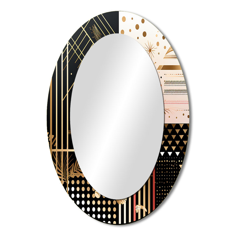 Miroir mural ovale Golden Geometric Glam Full Moon II, 36 po x 24 po