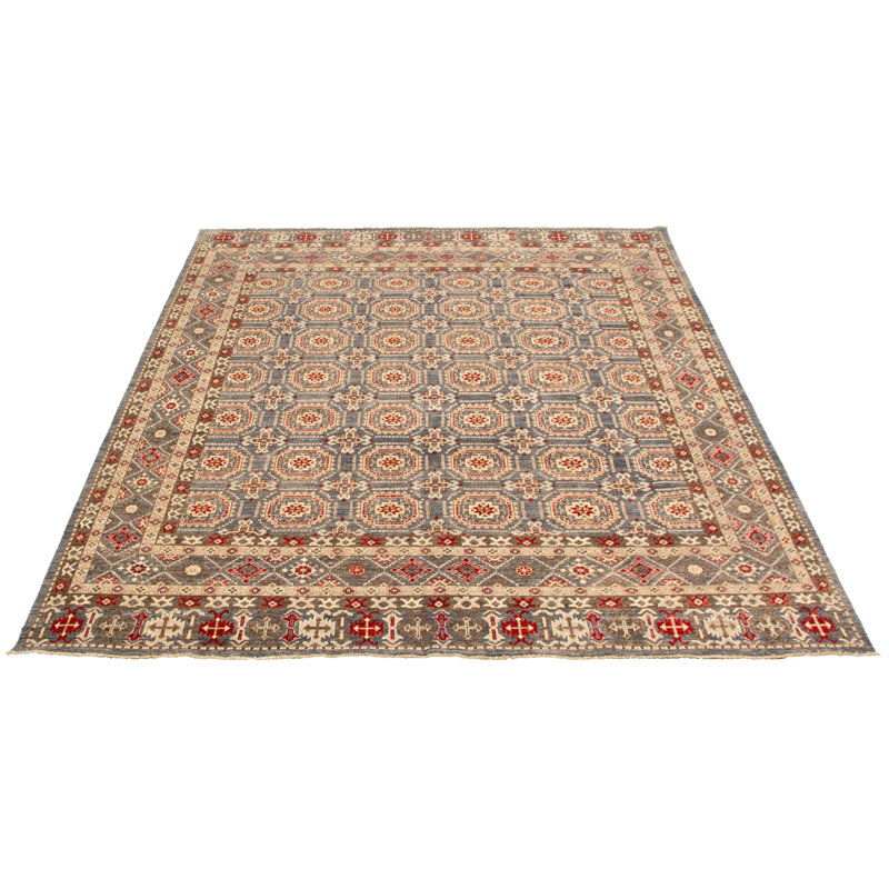 Tapis de la surface en laine bleu denim 8 pi 1 po x 9 pi 9 po à la main one-of-kind-noué la 2010 Yaak