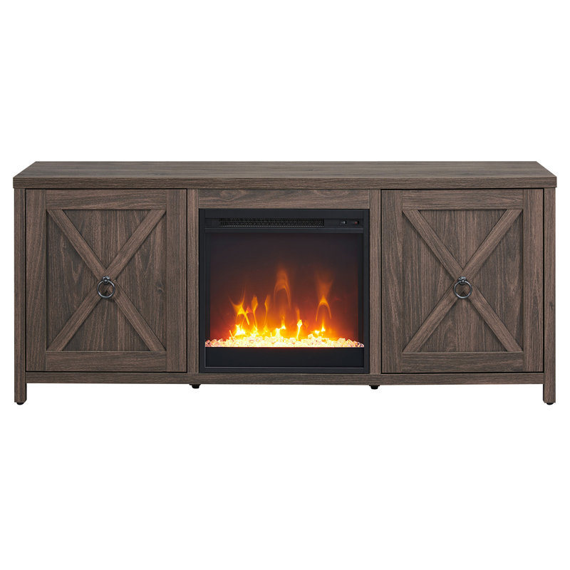 Granger TV Stand Fireplace for TVs up to 65" Fireplace, Alder Brown