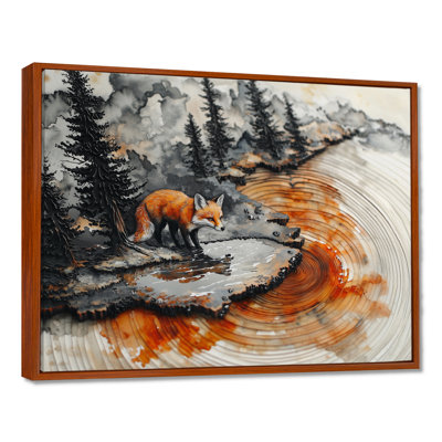 «Silent Fox By The Lake Landscape III», art mural grand renard