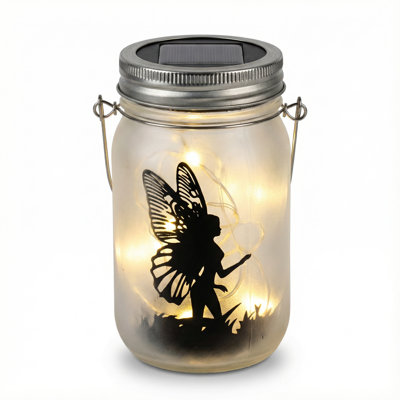 Lanterne solaire féerique pour décorations de jardin - Bouteille en verre Mason