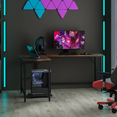 L-Shaped Metal Base Computer Desk