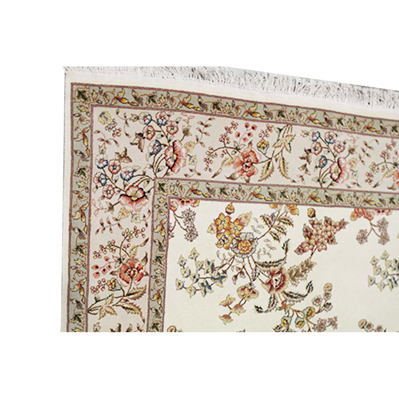 Tapis ivoire et beige noué à la main de haute qualité