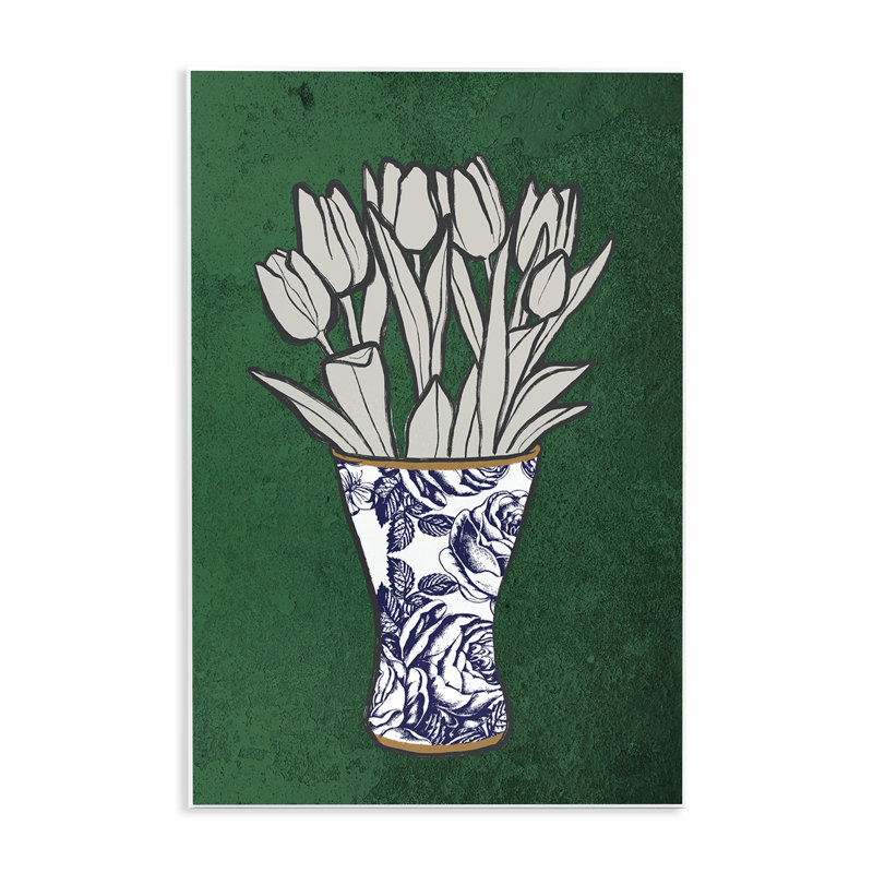 "Tulipe Bouquet Vase", art mural sur bois par Marcus Prime, H 15 po x l 10 po