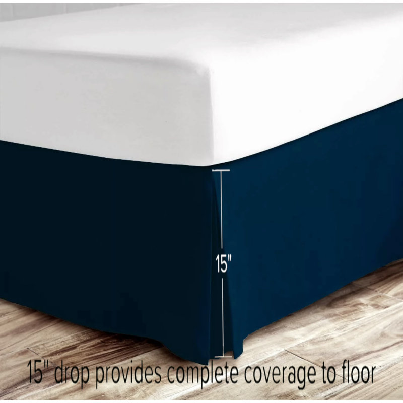 Pleated Bed Skirt, Navy, Queen