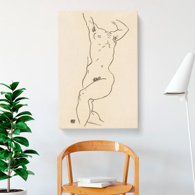 Study Of A Naked Woman Vol.2 by Egon Schiele - Wrapped Canvas Print