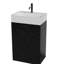 Meuble-lavabo moderne en marbre noir avec lavabo en céramique sur pied Grace