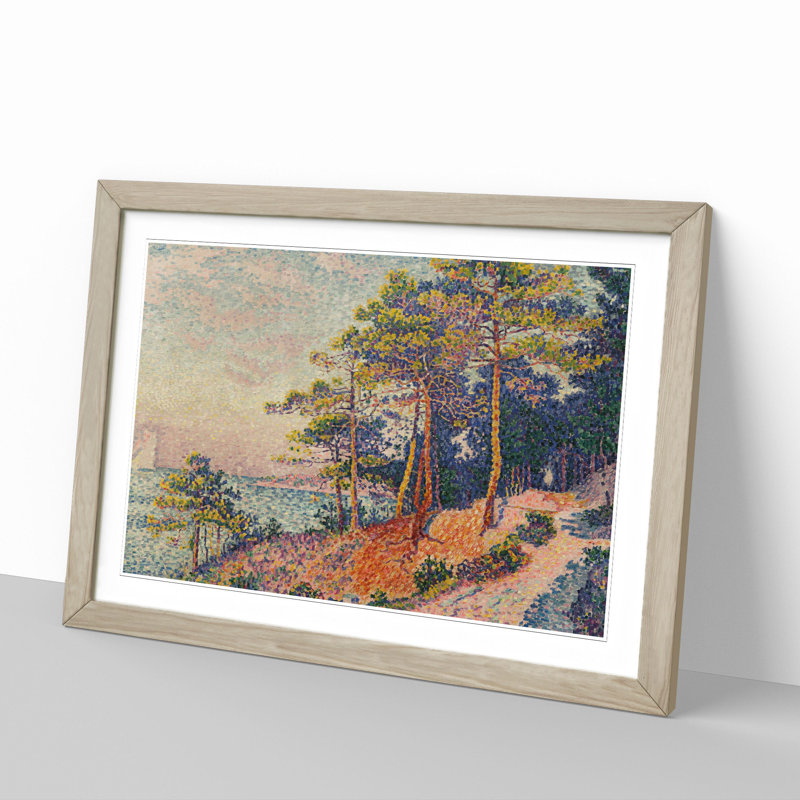 The Trail by Paul Signac - Picture Frame Painting, 48cm H x 65cm W x 2cm D, Oak Framed