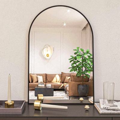 Metal Framed Arched Bathrrom Mirror For Wall