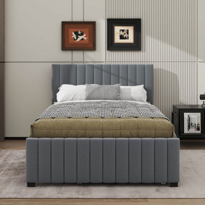 Full Velvet Platform Bed With Twin-Sized Pull-Out Trundle Compartment
