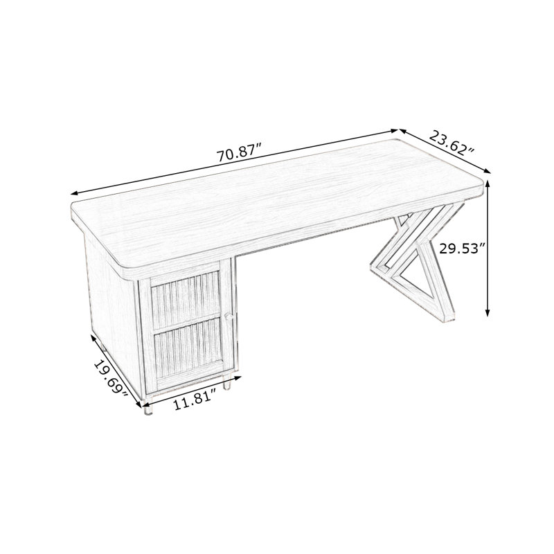 Walnut Rectangular Solid Wood desks, 29.53" H x 70.87" W x 23.62" D, Left Hand Return