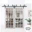 Portes de grange coulissantes en verre transparent pour garde-robe 12 lumières | Felicia 3355 | Ensemble de quincaillerie pour rails robustes | Portes de garde-robe de chambre en bois massif-106926052