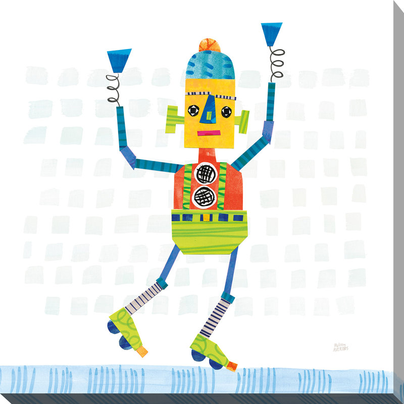«Robot Party I on Squares», impression, H 36 po x l 36 po x P 1,5 po, Toile tendue