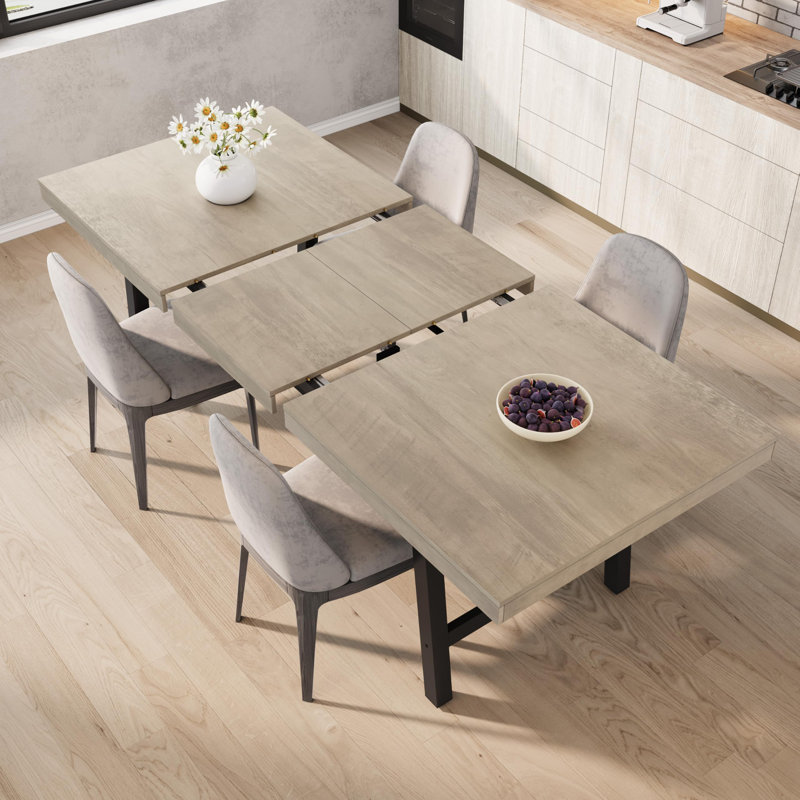 Table de salle à manger extensible de 63 à 83 pouces, table extensible rectangulaire industrielle pour 6 à 8 personnes, table de cuisine robuste en métal résistant aux égratignures pour la salle à manger, la fête et le bureau personnel