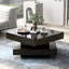 Table basse rotative moderne ultrabrillante Aroa avec éclairage DEL et rangement double couche