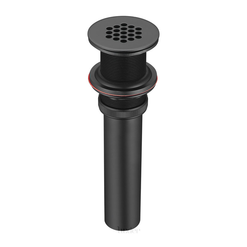 Grid Bathroom Sink Drain with No Overflow, Matte Black